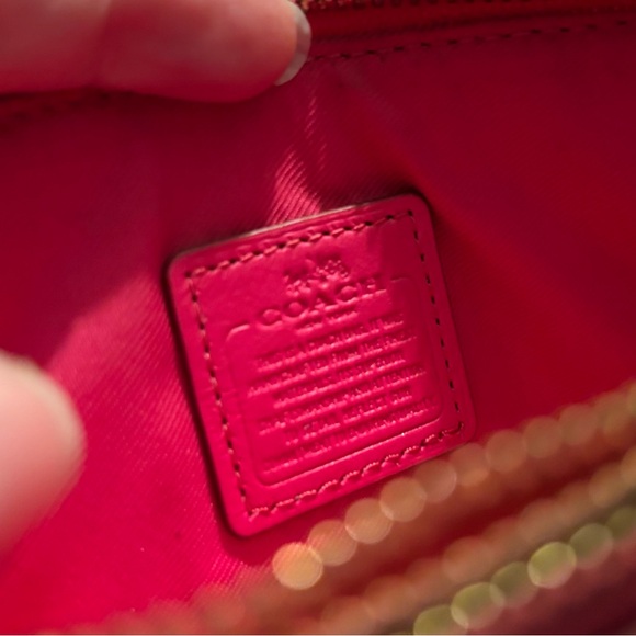 Coach Pebbled Leather Wristlet in Bright Pink with Gold Hardware - Picture 4 of 5